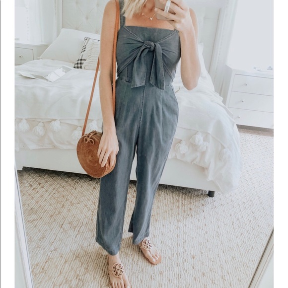 tie front linen jumpsuit